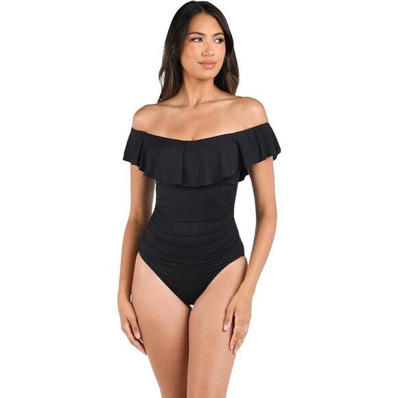 La Blanca Other - La Blanca Island Goddess Women One Piece Off Shoulder Ruffle  Bathing Suit